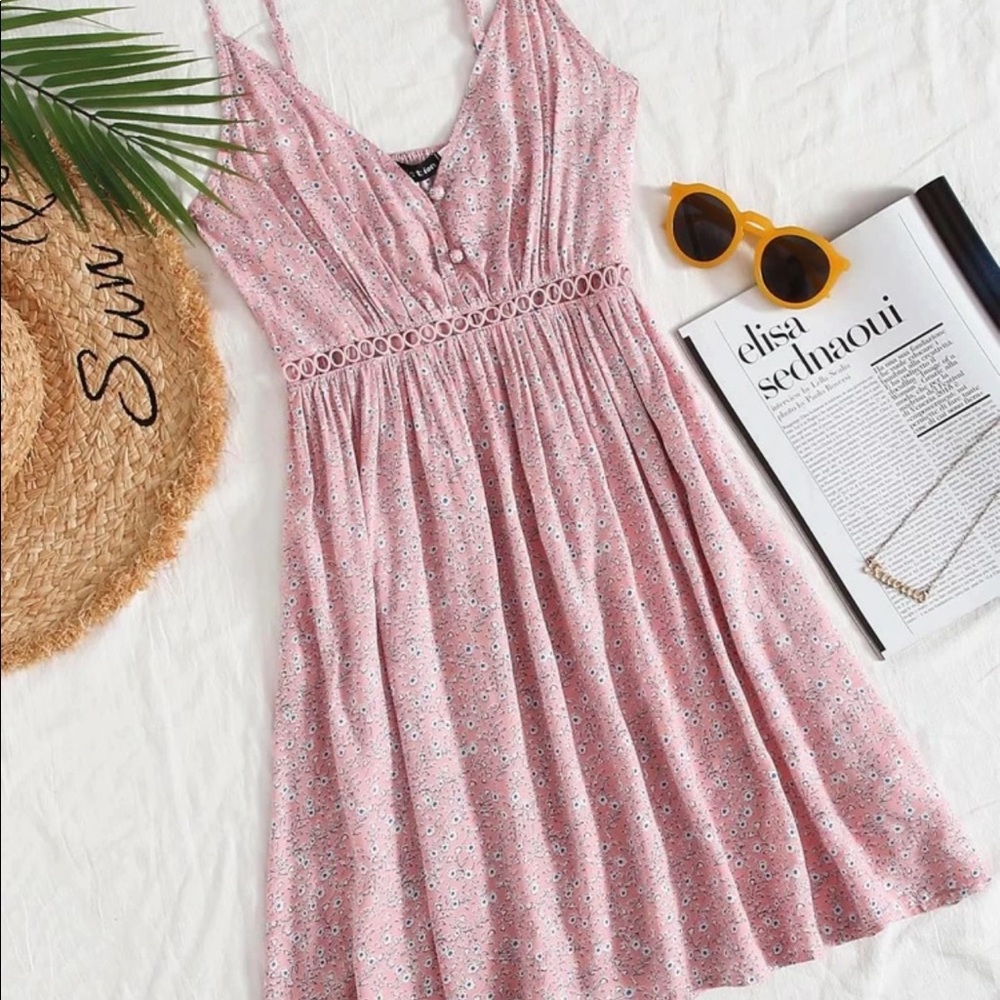SHEIN Pink Floral Spaghetti Strap Dress